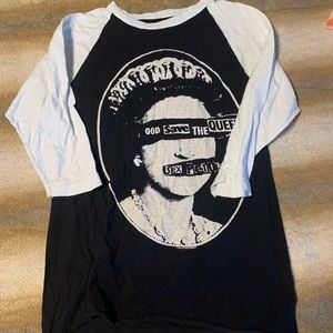 SEX PISTOLS GOD SAVE THE QUEEN LONG SLEEVED RINGER TEE